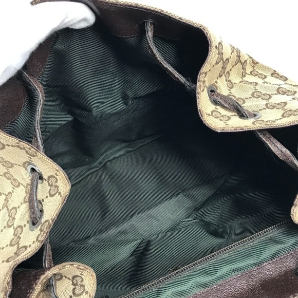 GUCCI 114552 GG Logo Backpack in Canvas/Leather, Unisex, Beige
